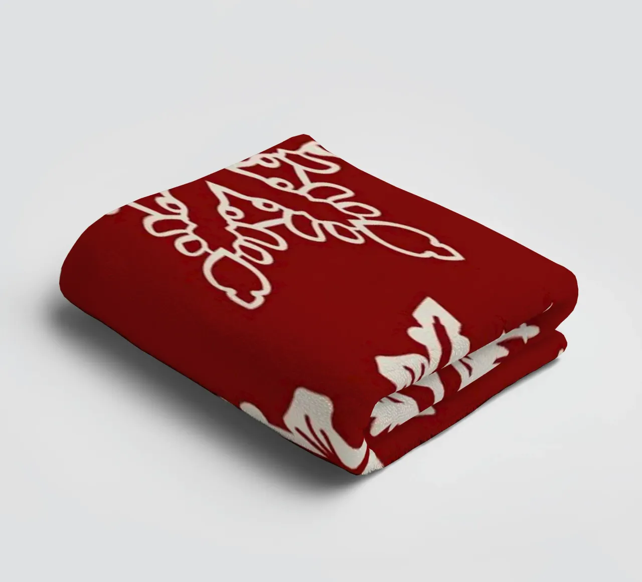 Red Background with White Snowflakes in Festive Winter Style towel by Stilrausch