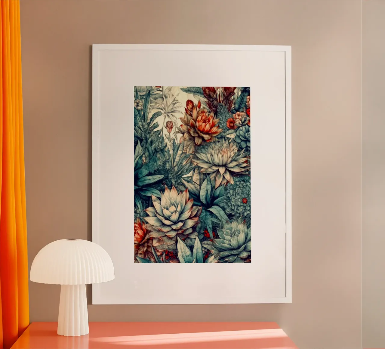 Arte della natura con piante grasse e cactus B poster con telaio in plastica da Justyna Jaszke JBJart