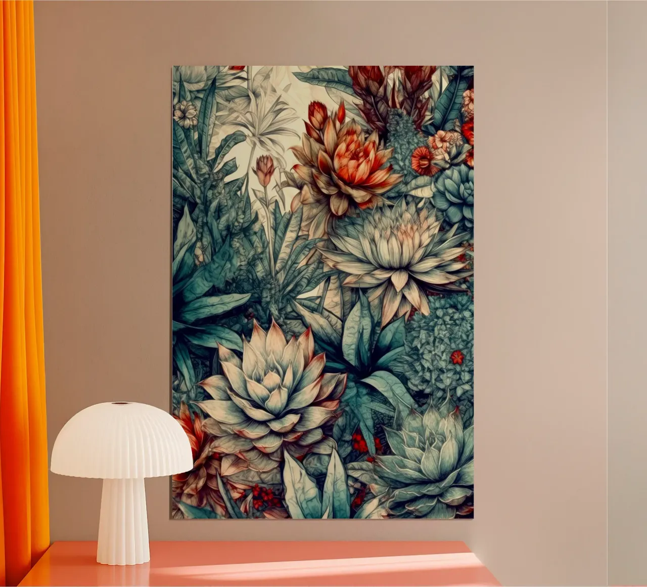 Arte della natura con piante grasse e cactus B poster con telaio in plastica da Justyna Jaszke JBJart