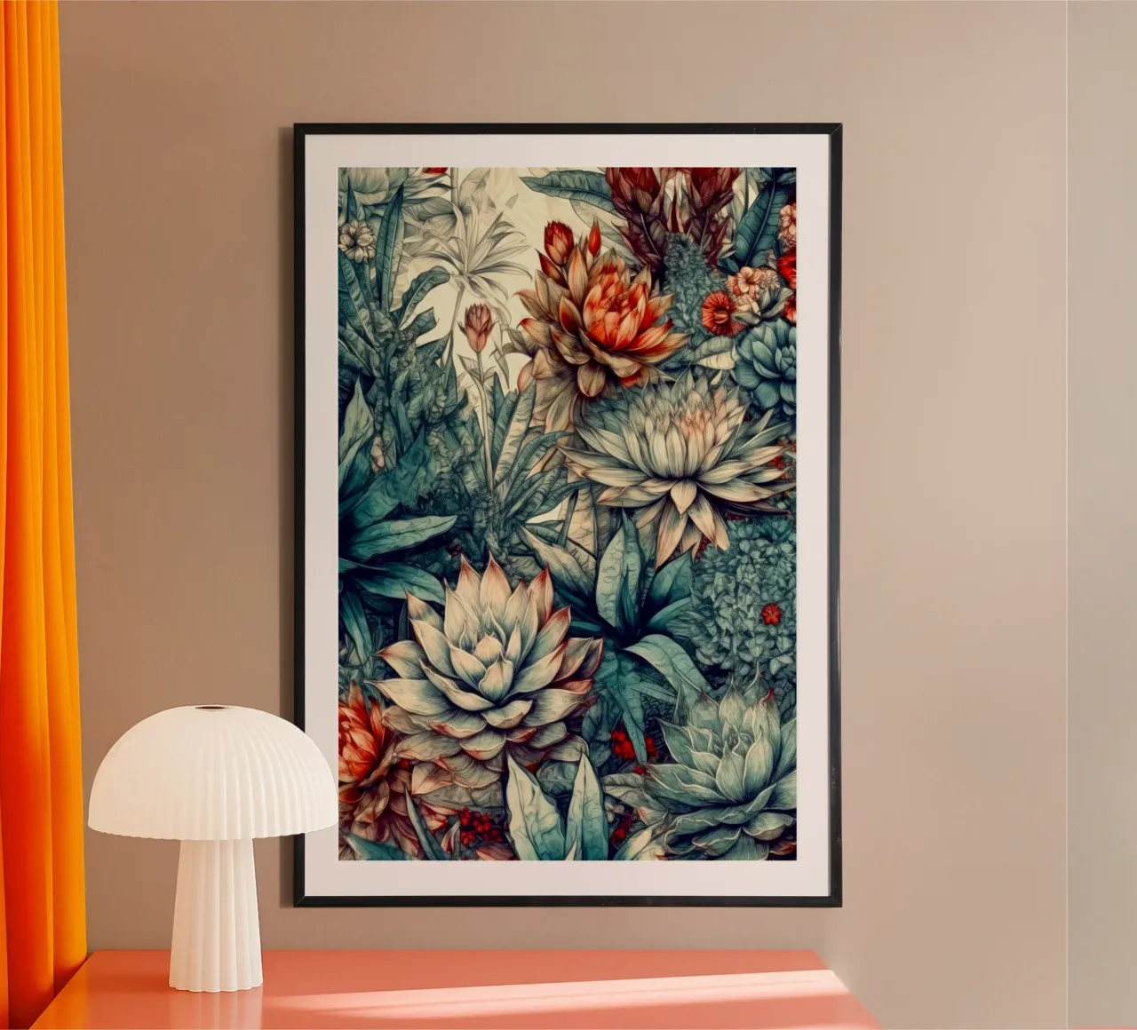 Arte della natura con piante grasse e cactus B poster con telaio in plastica da Justyna Jaszke JBJart