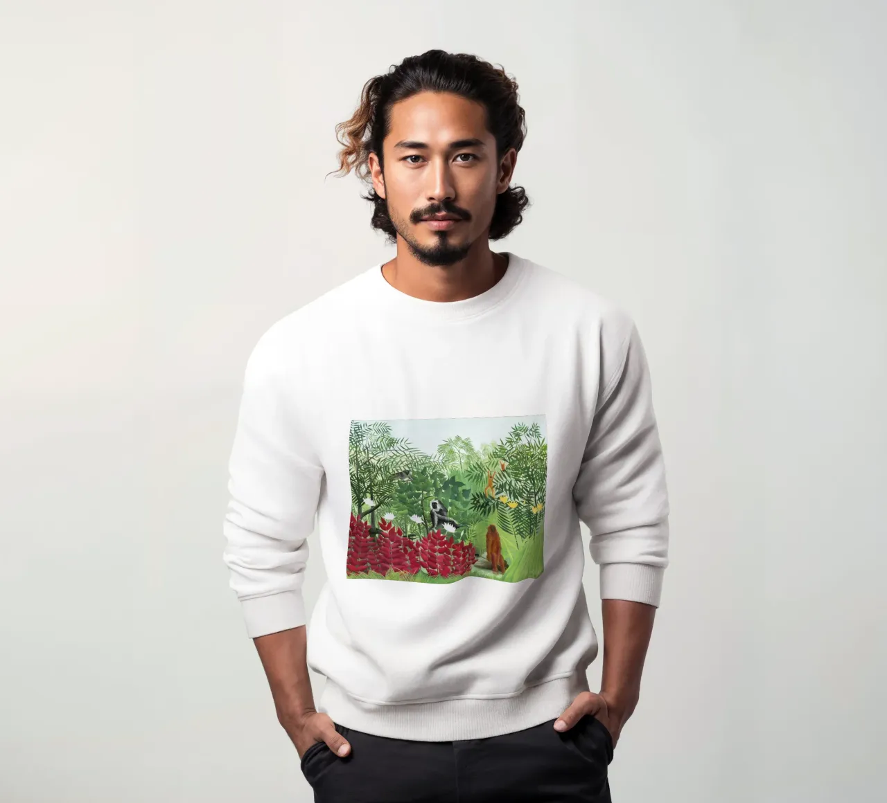 Henri Rousseau Foresta tropicale con scimmie felpa da Classic Art Prints