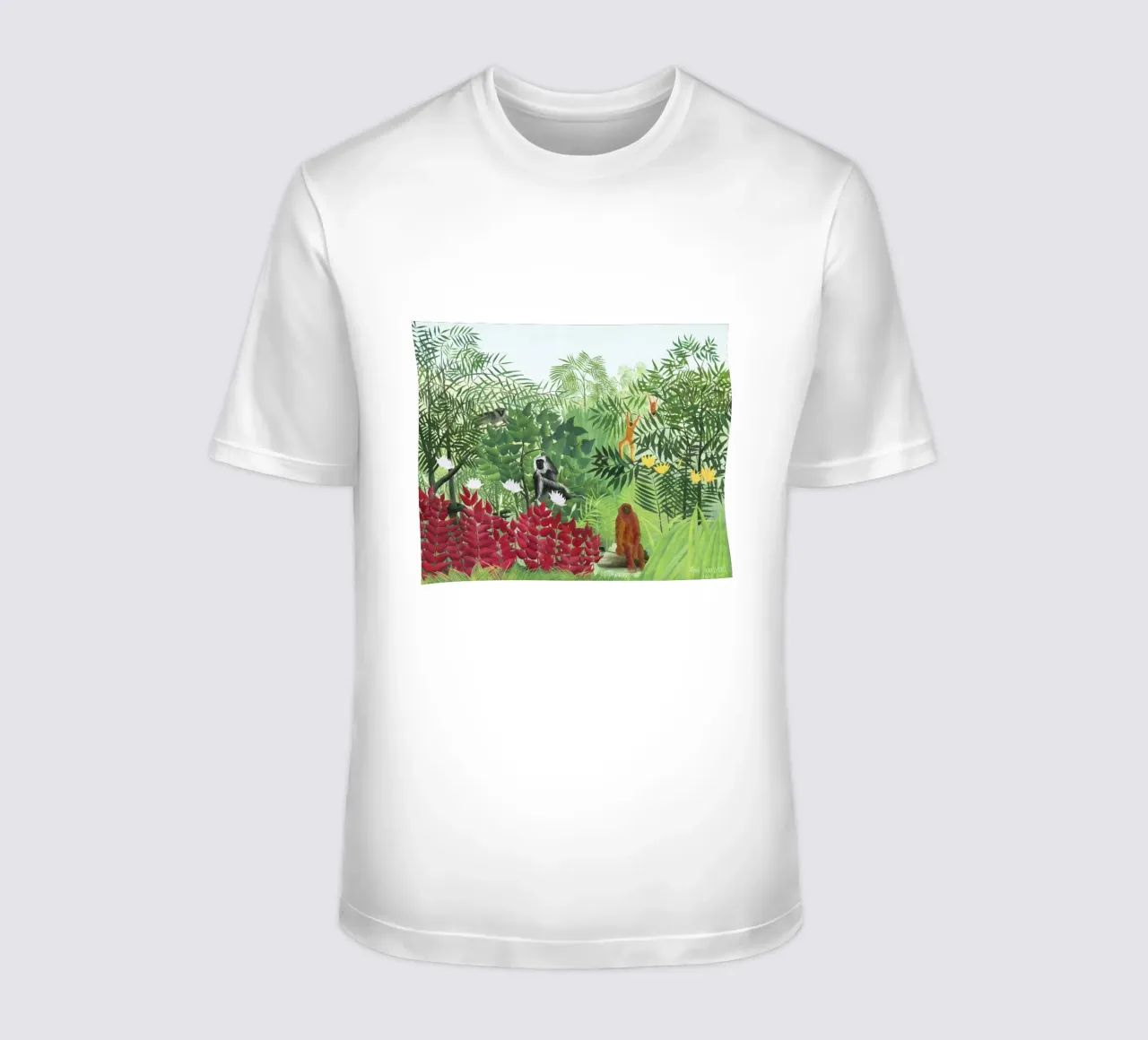 Henri Rousseau Foresta tropicale con scimmie t-shirt da Classic Art Prints