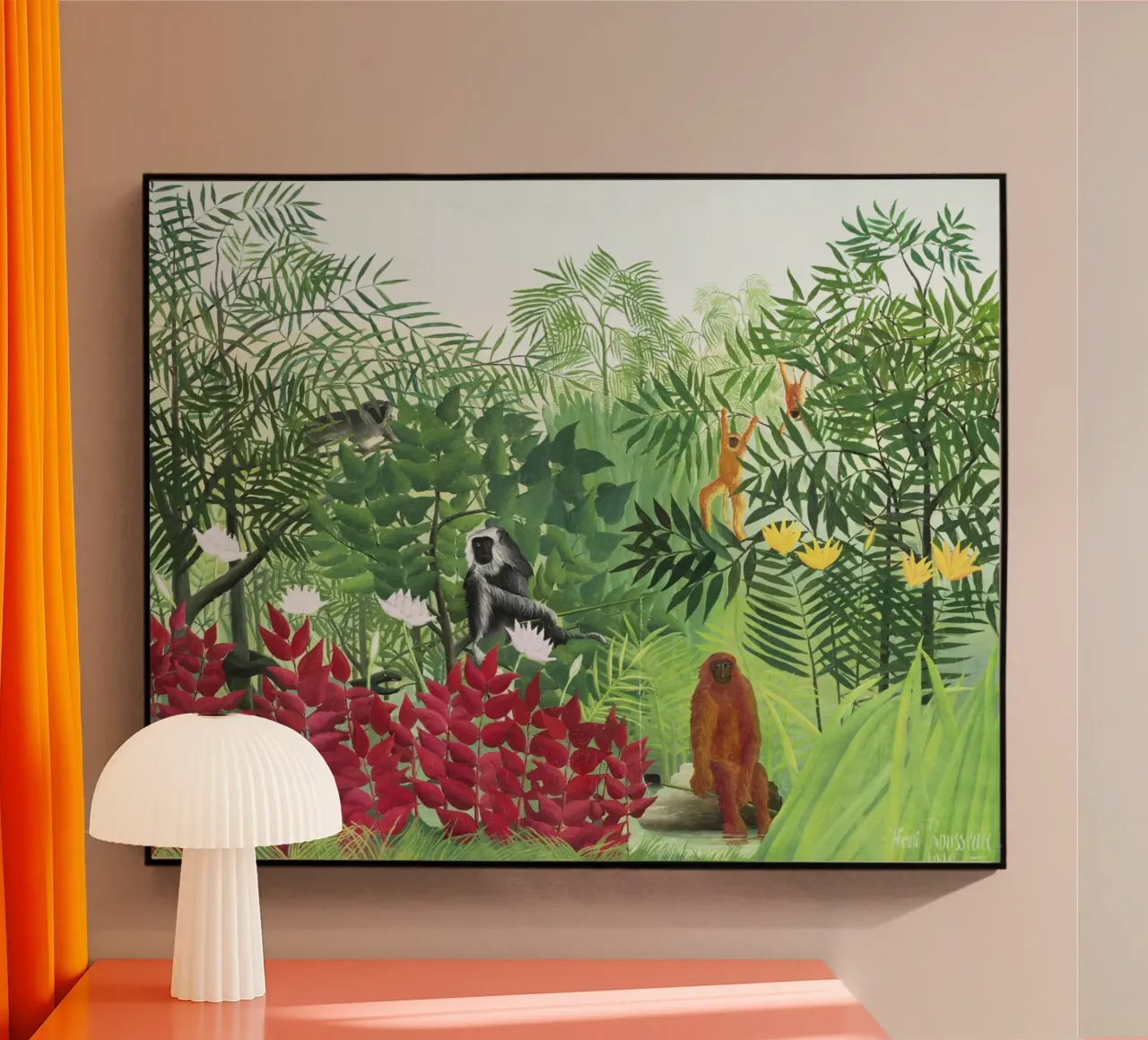 Henri Rousseau Foresta tropicale con scimmie plexiglass da Classic Art Prints