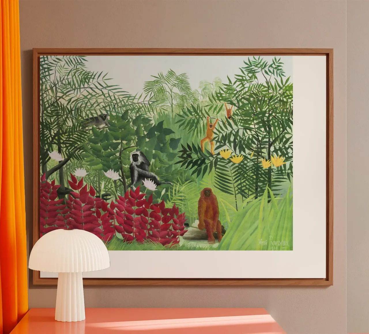 Henri Rousseau Foresta tropicale con scimmie alluminio dibond da Classic Art Prints
