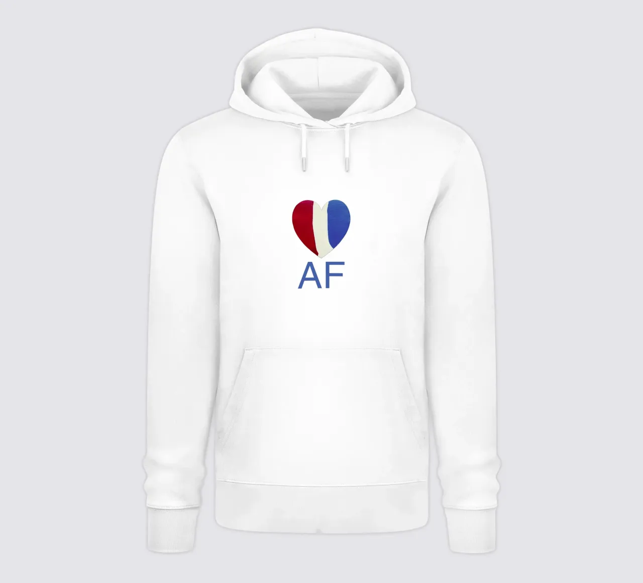 AF Cuore rosso, bianco e blu dipinto a mano felpa con cappuccio da FABOArt