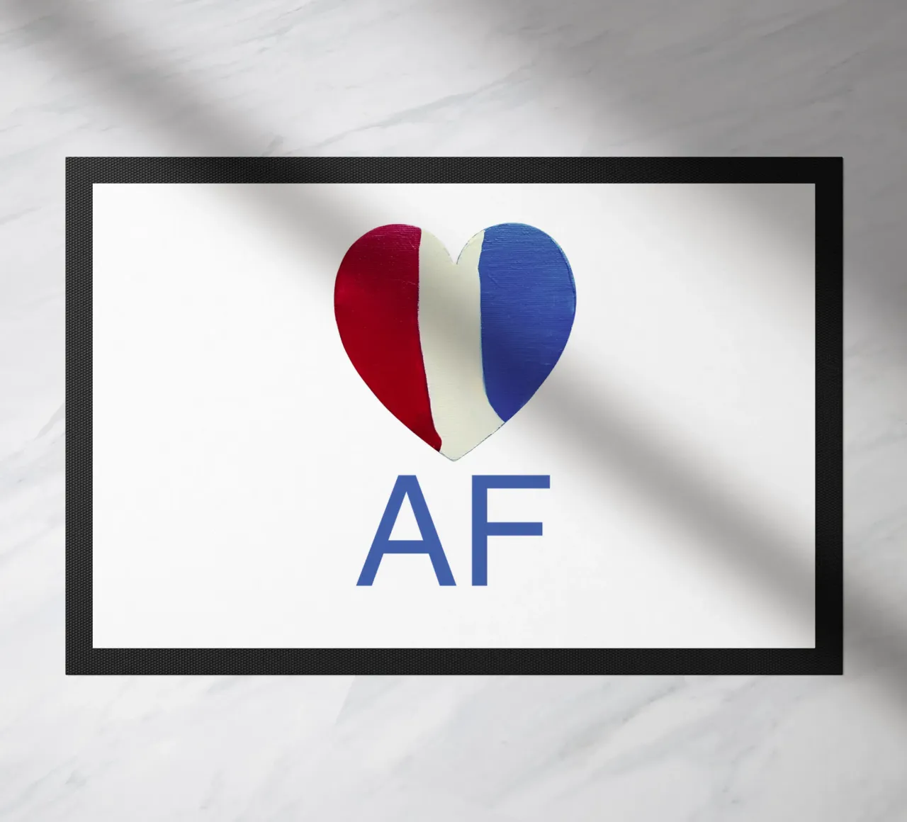 AF Cuore rosso, bianco e blu dipinto a mano zerbino da FABOArt