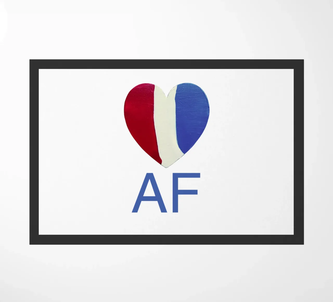 AF Cuore rosso, bianco e blu dipinto a mano zerbino da FABOArt