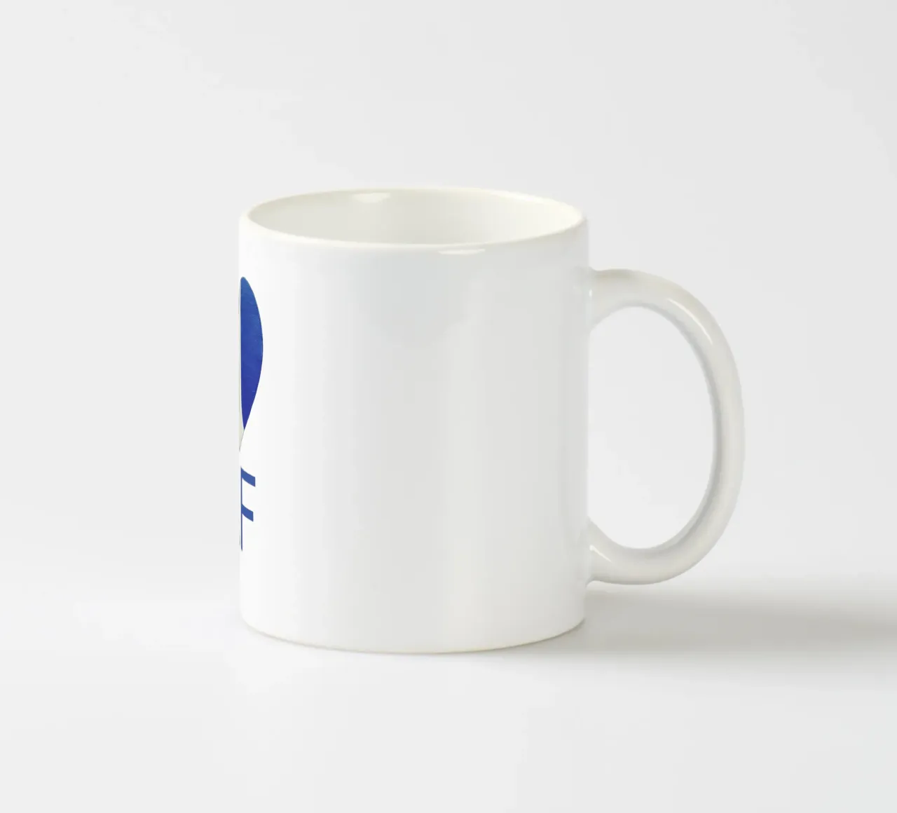 AF Cuore rosso, bianco e blu dipinto a mano tazza in ceramica da FABOArt