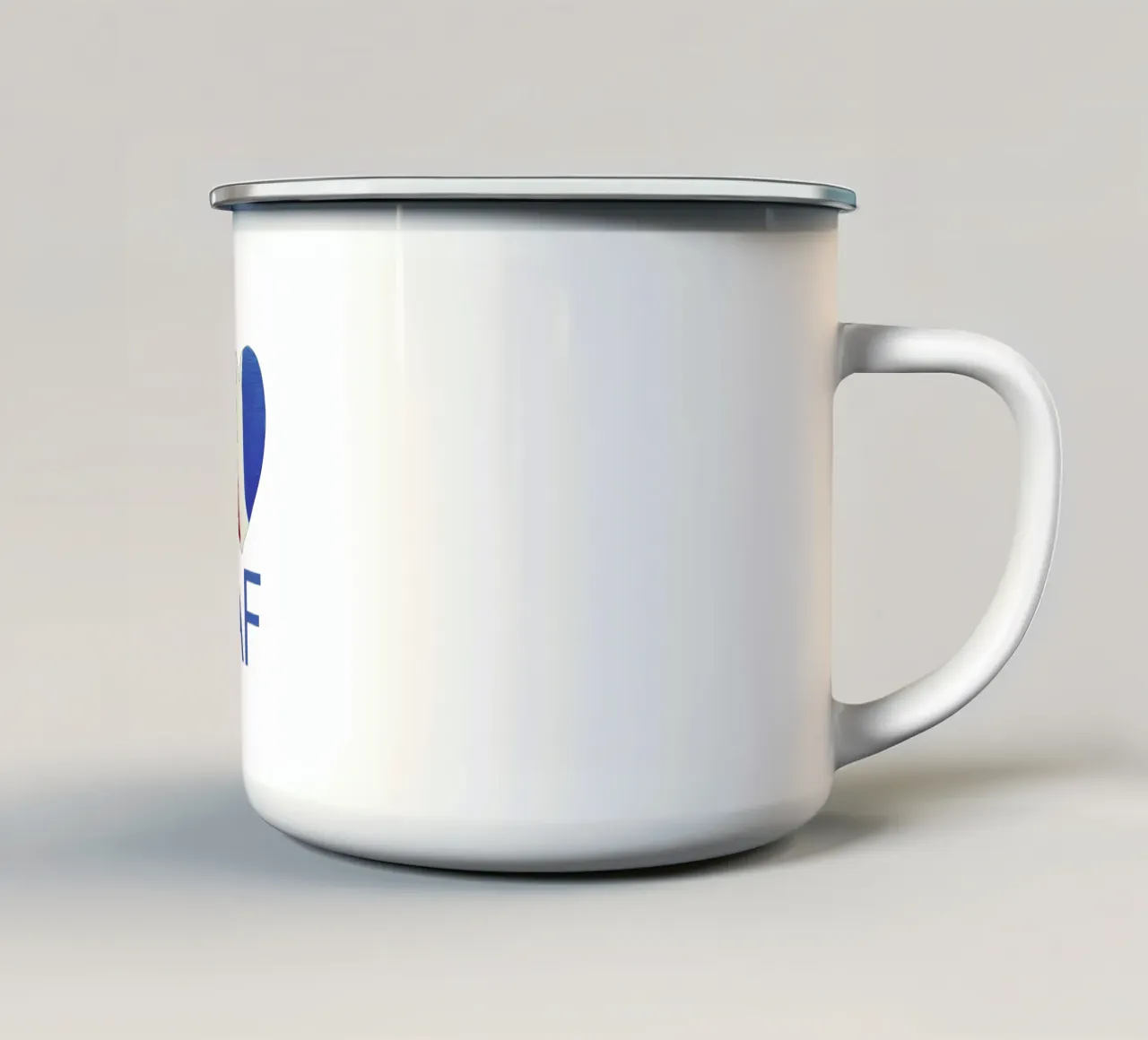 AF Cuore rosso, bianco e blu dipinto a mano tazza in smalto da FABOArt