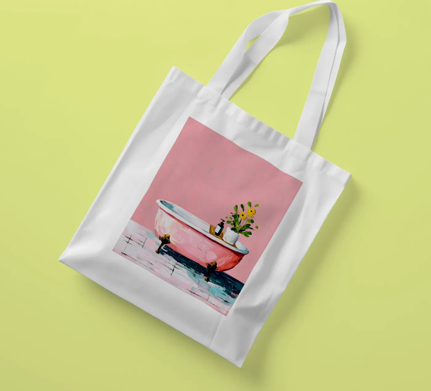 Pink Tub Dreams borsa in juta da Gypsy Galleria