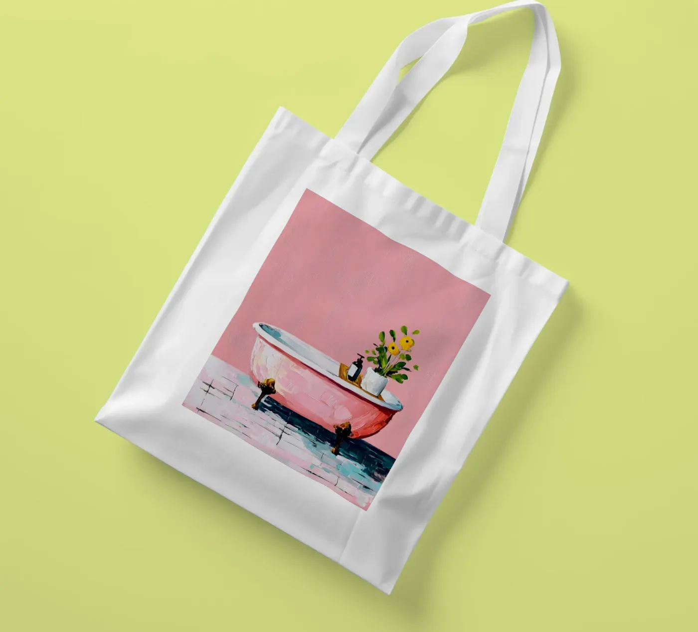 Pink Tub Dreams borsa in juta da Gypsy Galleria