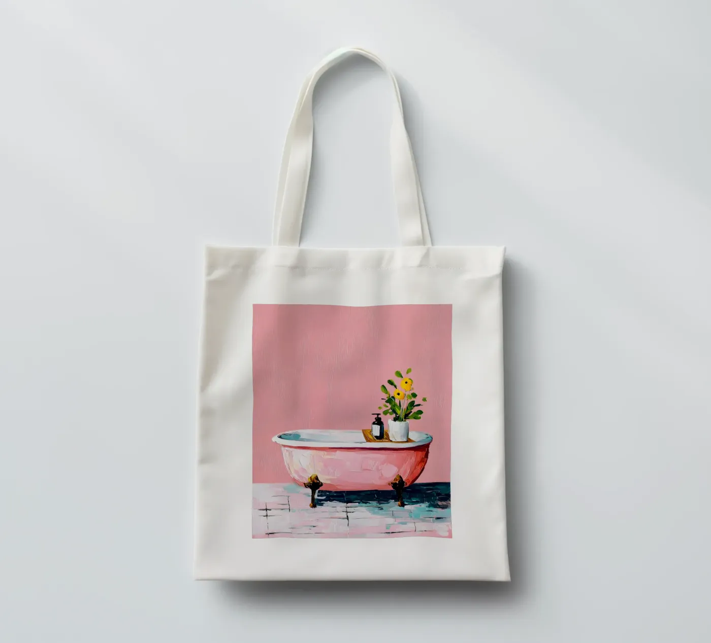Pink Tub Dreams borsa in juta da Gypsy Galleria