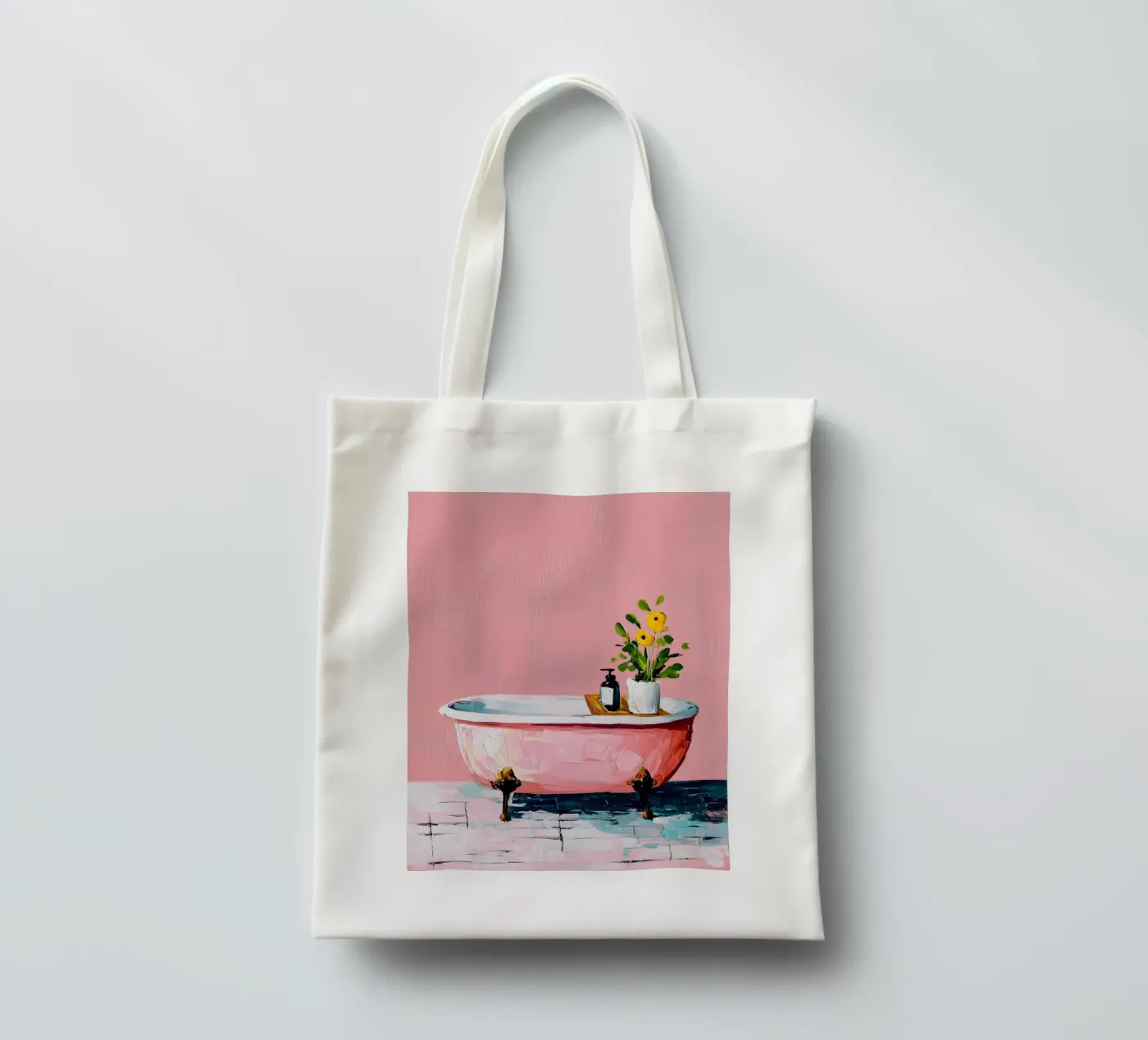 Pink Tub Dreams borsa in juta da Gypsy Galleria