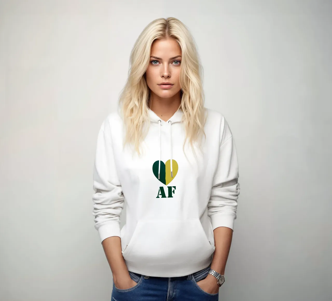 AF Cuore verde e oro dipinto a mano felpa con cappuccio da FABOArt