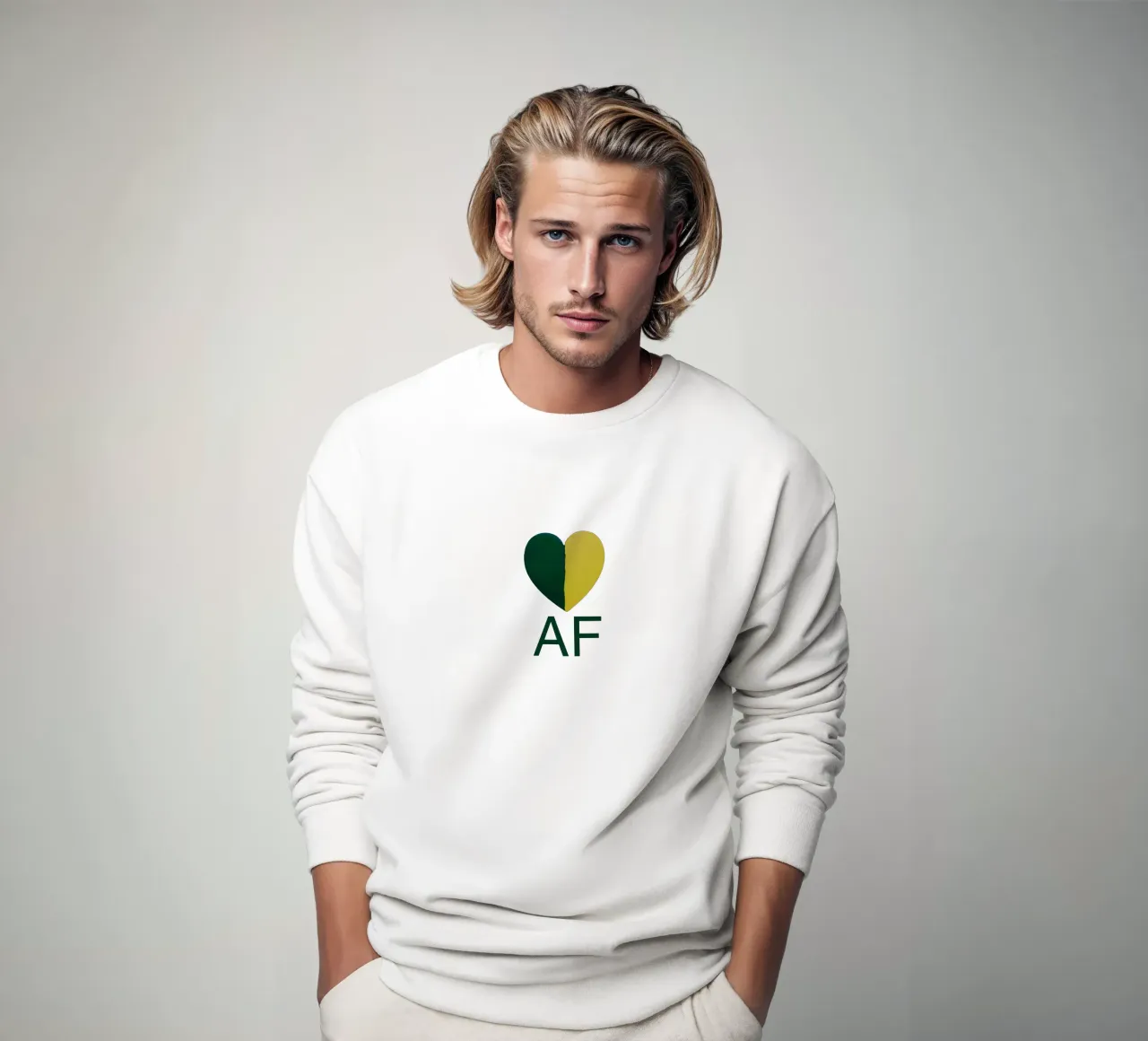 AF Cuore verde e oro dipinto a mano felpa da FABOArt
