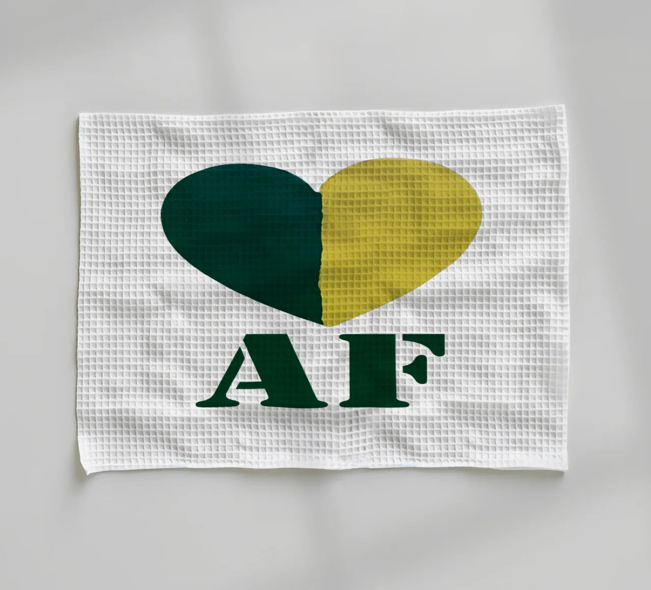 AF Coeur peint à la main en vert et or torchon de FABOArt