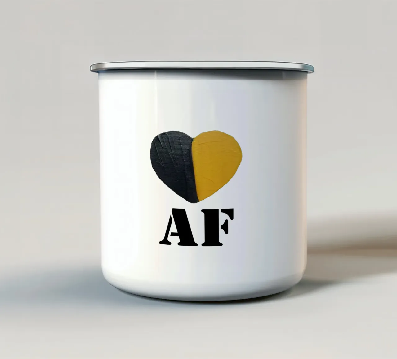AF Cuore nero e oro dipinto a mano tazza in smalto da FABOArt