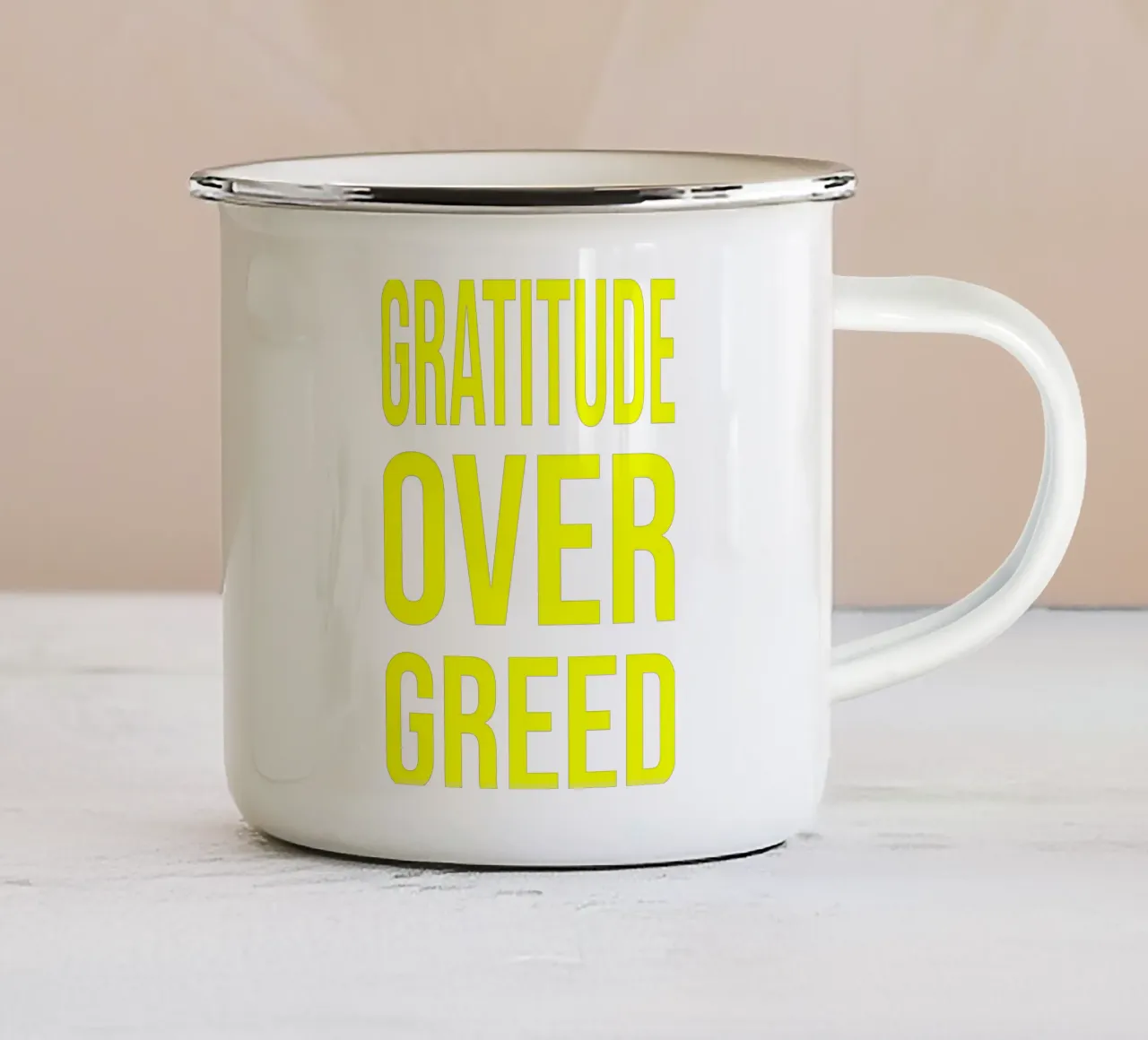 OVER Series- bold letters, brave values (5 colors) tazza in smalto da OVER SERIES