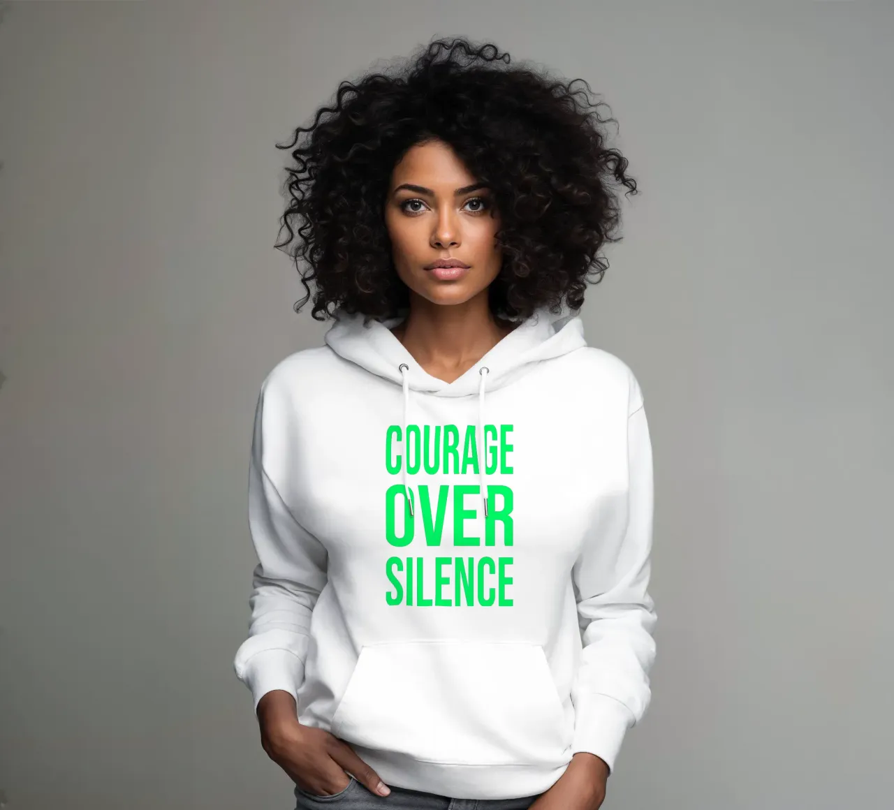 OVER Series- bold letters, brave values (5 colors) sudadera con capucha de OVER SERIES