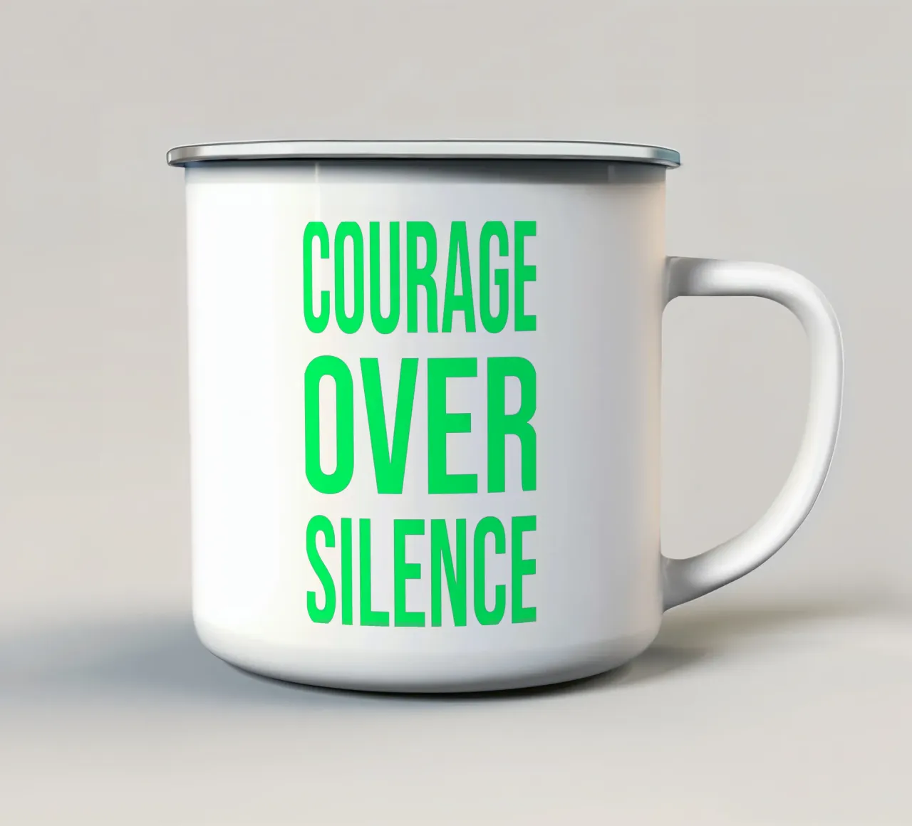 OVER Series- bold letters, brave values (5 colors) tazza in smalto da OVER SERIES