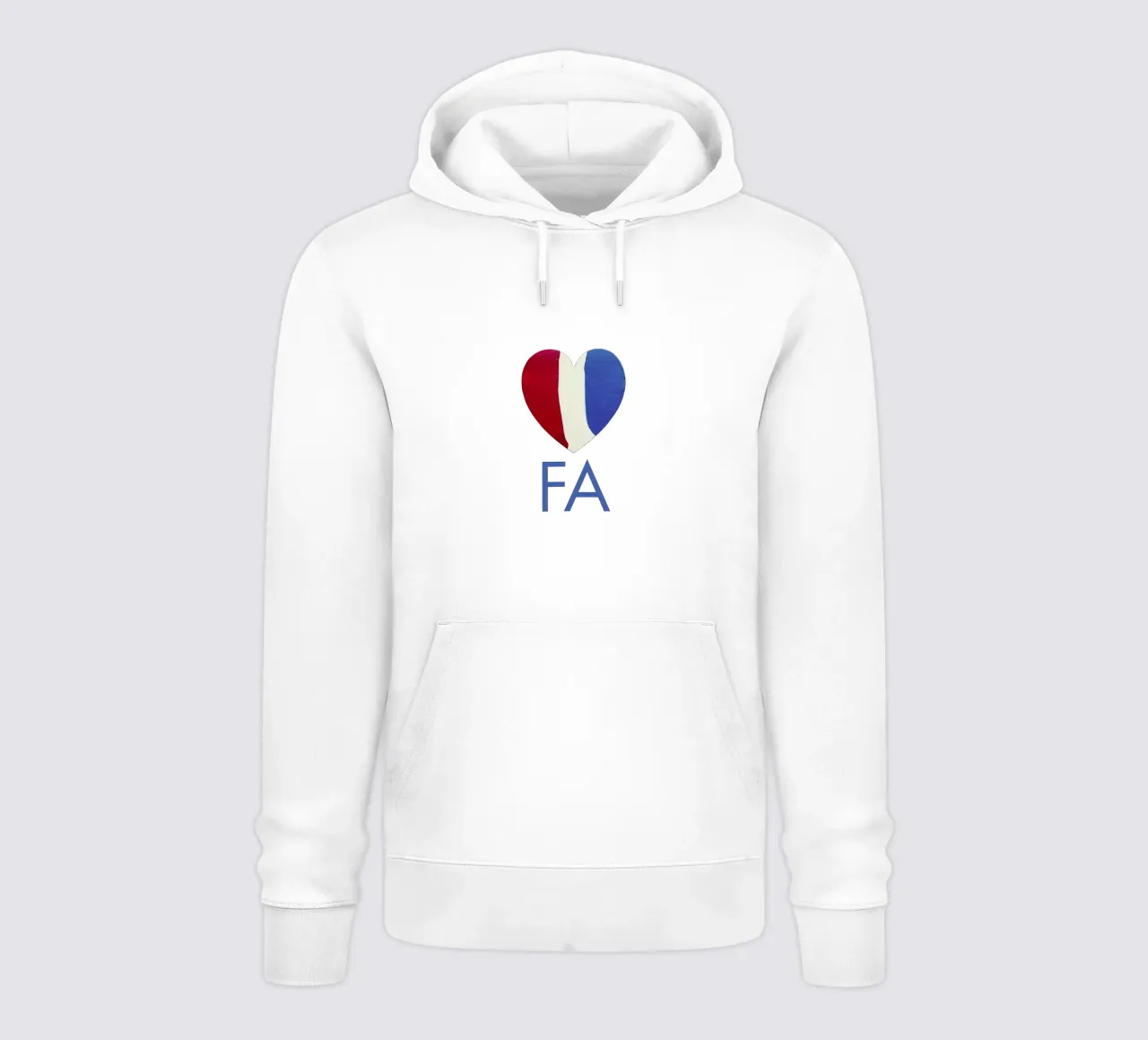 FA Cuore rosso, bianco e blu dipinto a mano felpa con cappuccio da FABOArt