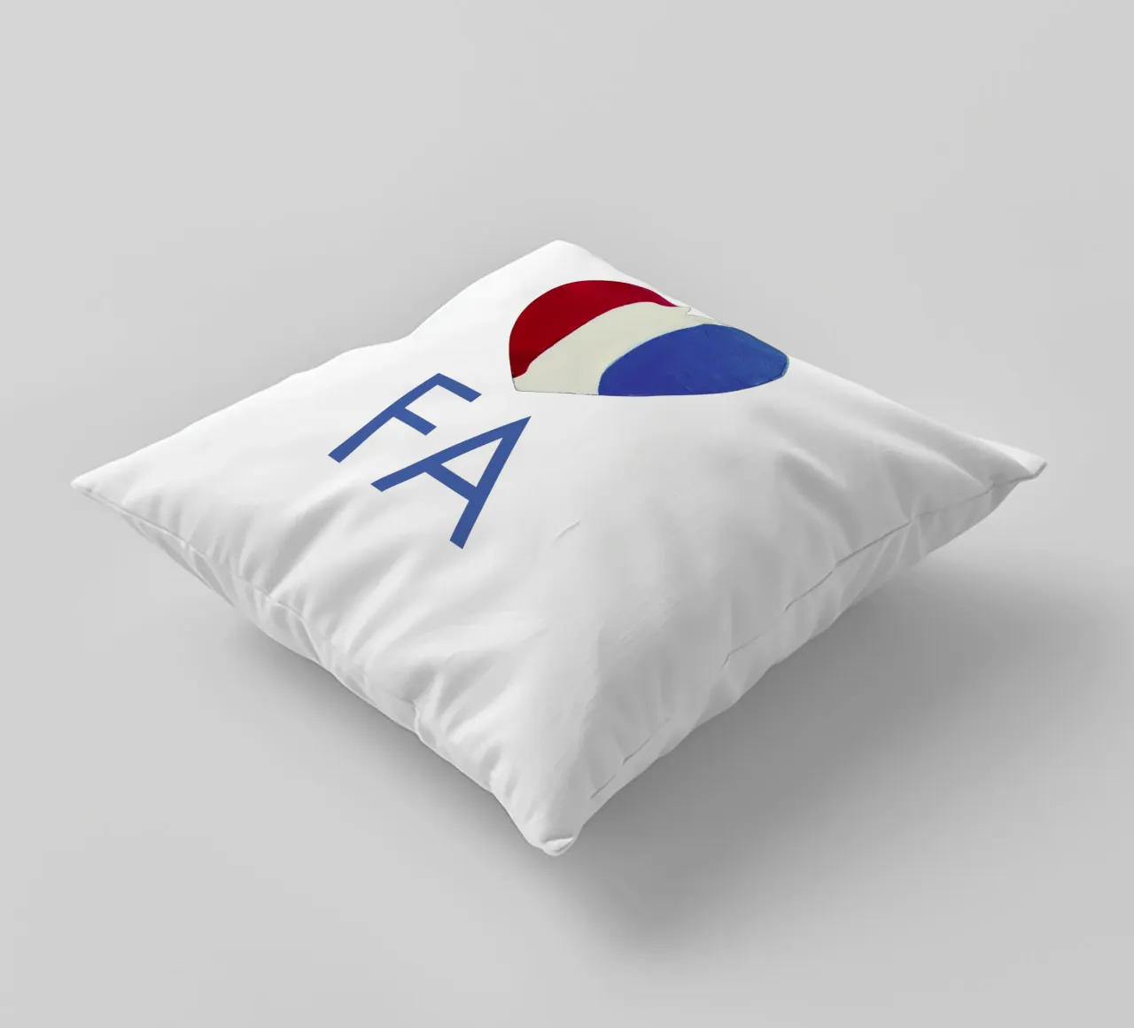 FA Cuore rosso, bianco e blu dipinto a mano cuscino da FABOArt