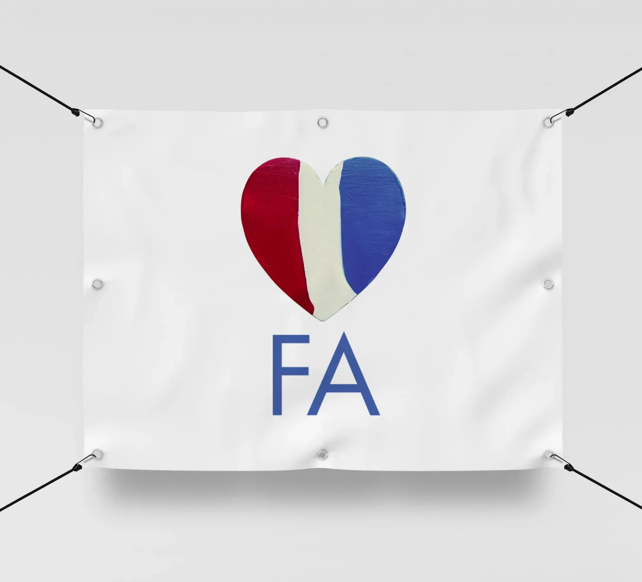 FA Cuore rosso, bianco e blu dipinto a mano telo in pvc da FABOArt