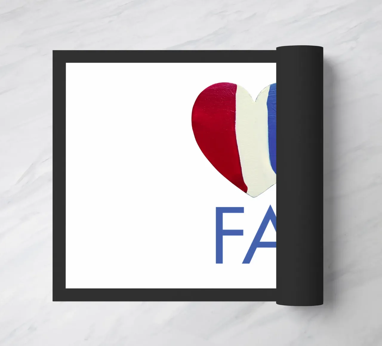 FA Cuore rosso, bianco e blu dipinto a mano zerbino da FABOArt