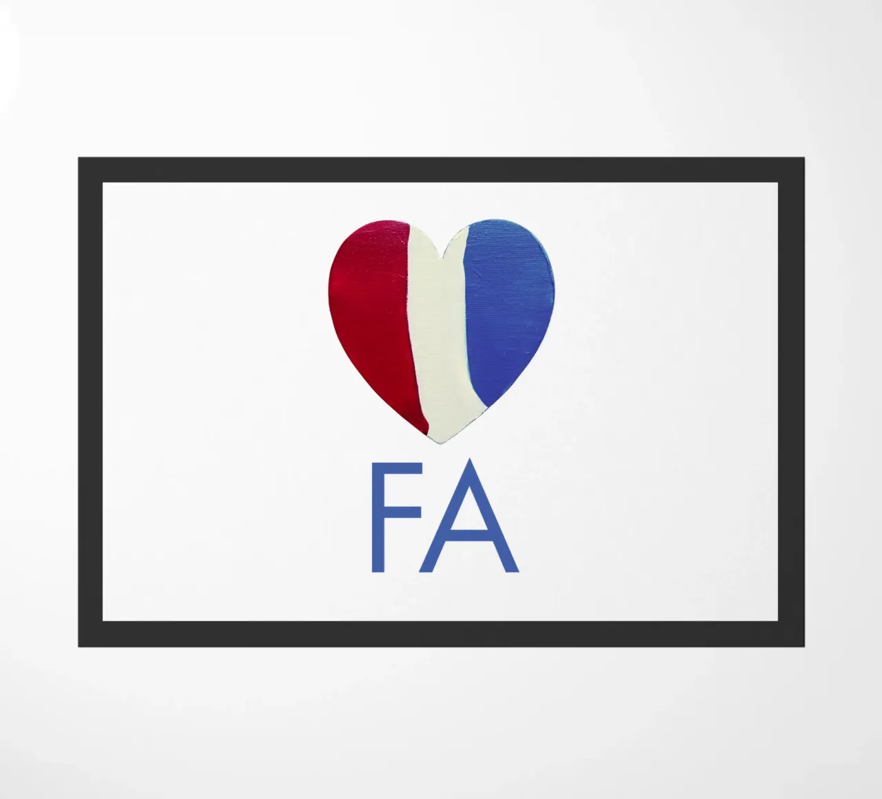 FA Cuore rosso, bianco e blu dipinto a mano zerbino da FABOArt
