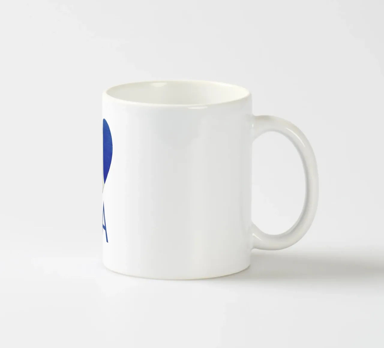 FA Cuore rosso, bianco e blu dipinto a mano tazza in ceramica da FABOArt