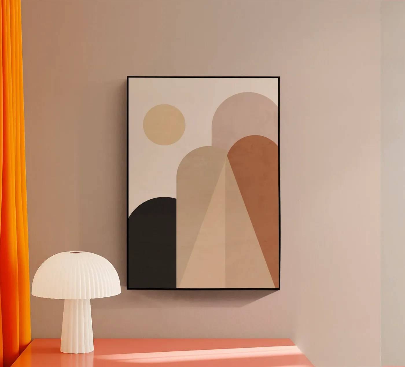 Abstracte zon en heuvels acryl van ThingDesign