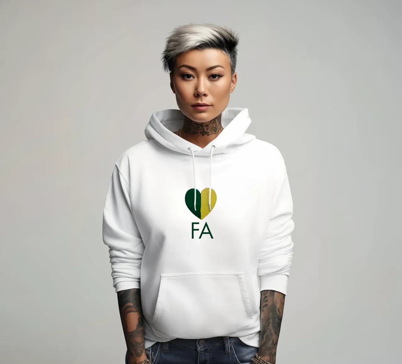 FA Cuore verde e oro dipinto a mano felpa con cappuccio da FABOArt