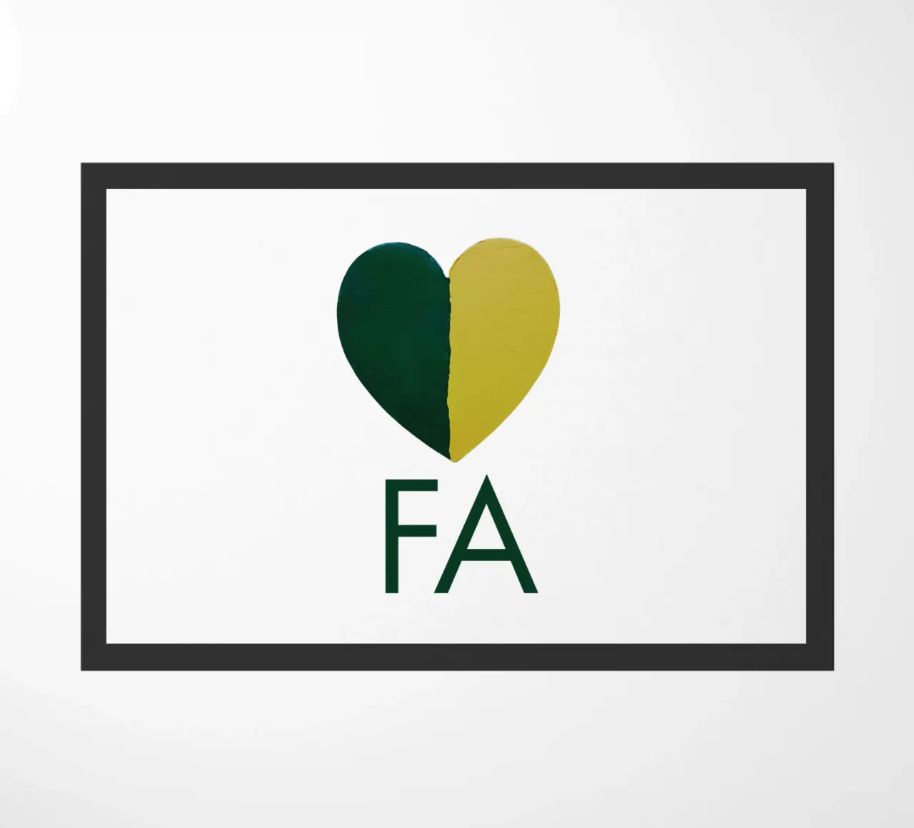 FA Cuore verde e oro dipinto a mano zerbino da FABOArt