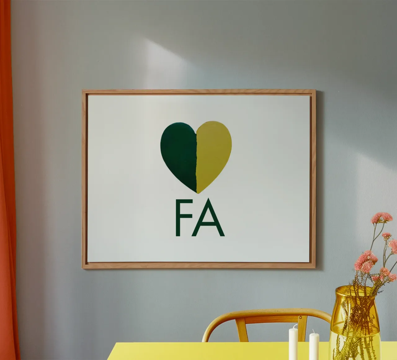 FA Cuore verde e oro dipinto a mano alluminio dibond da FABOArt