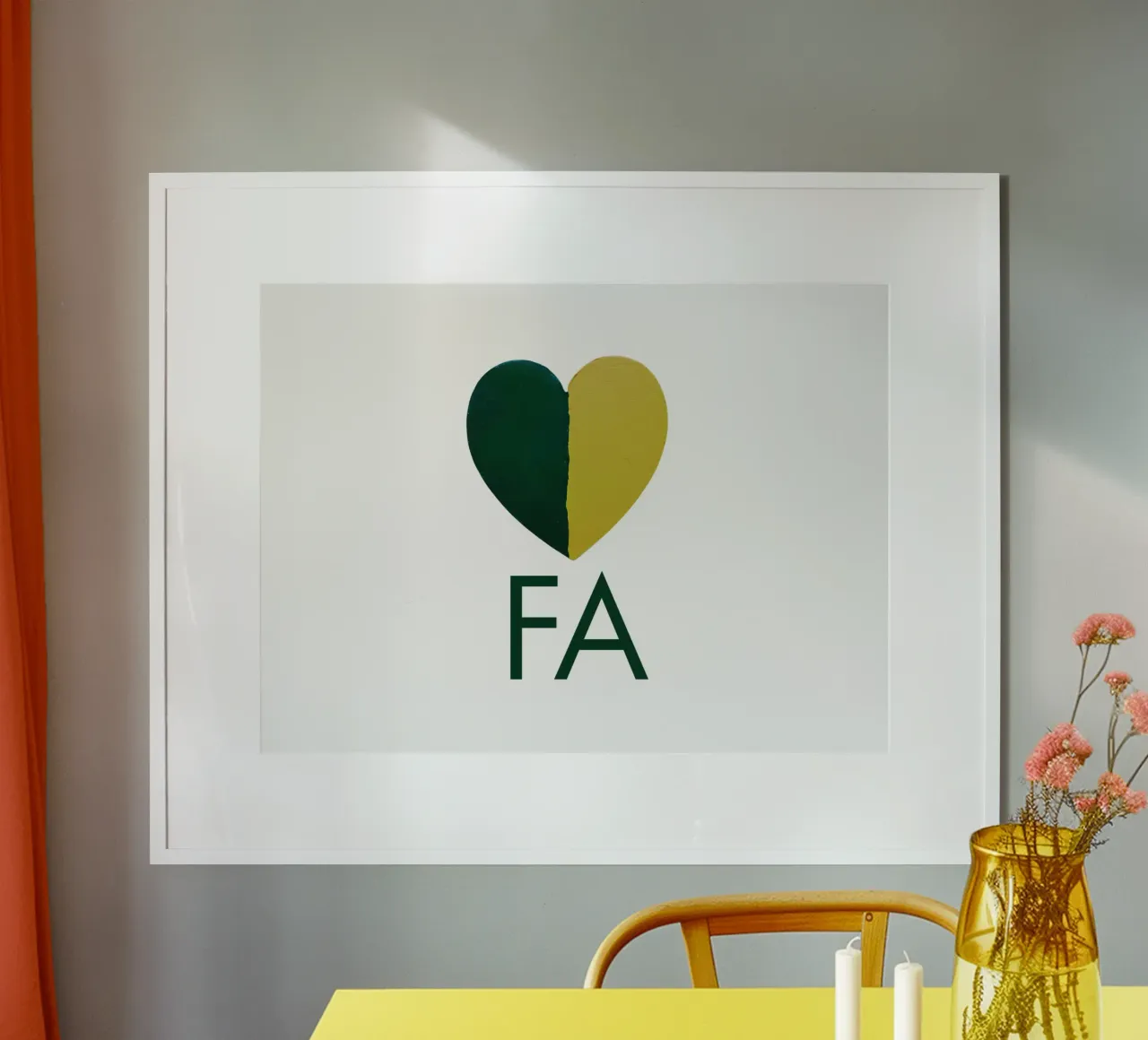 FA Cuore verde e oro dipinto a mano carta hahnemühle da FABOArt