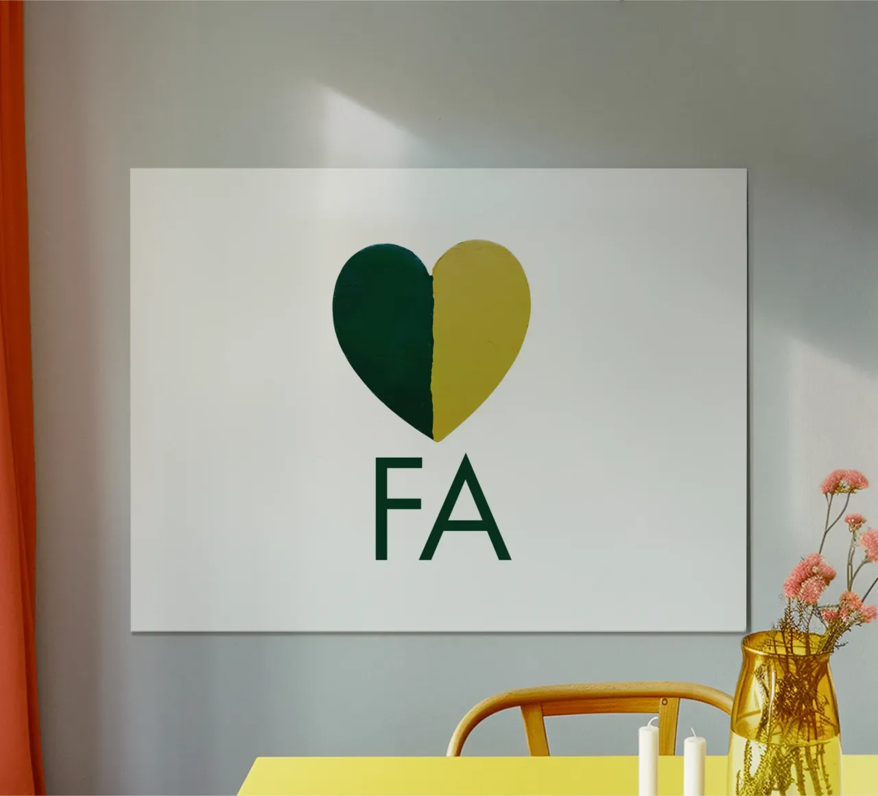 FA Cuore verde e oro dipinto a mano carta hahnemühle da FABOArt