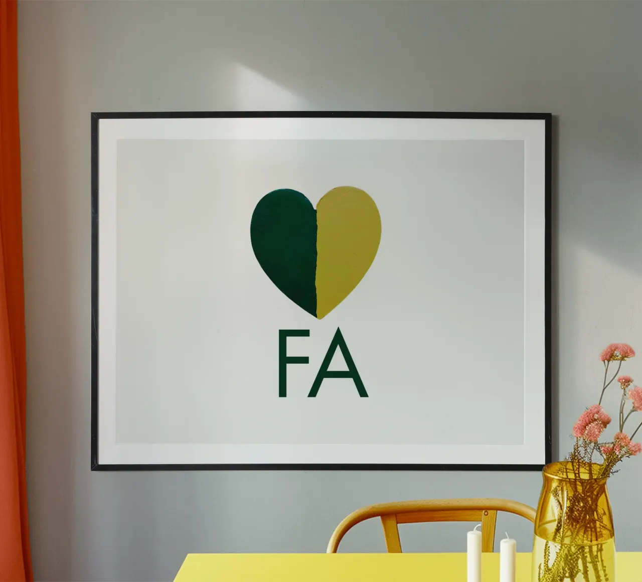 FA Cuore verde e oro dipinto a mano carta hahnemühle da FABOArt