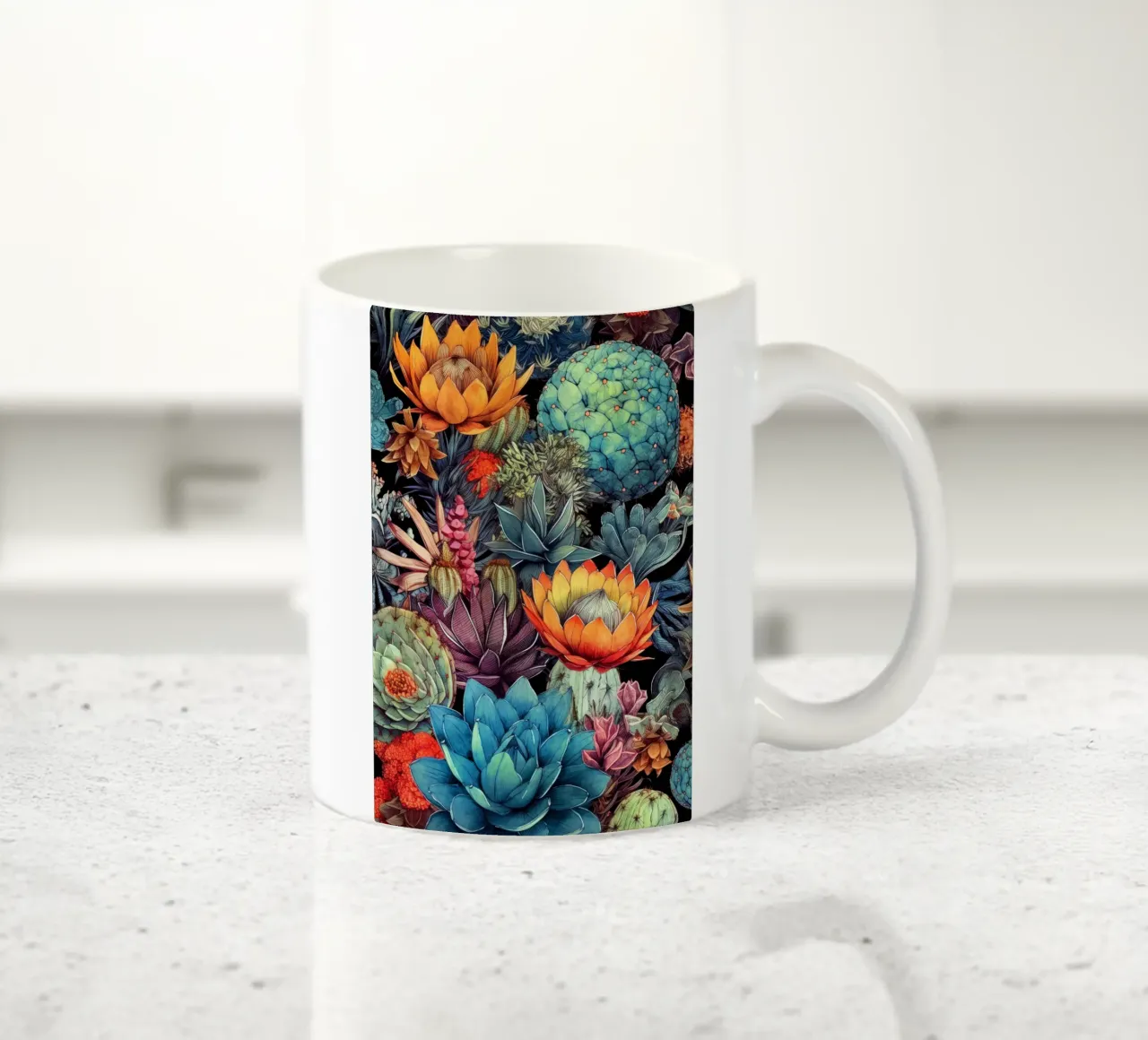 Arte della natura con piante grasse e cactus C tazza in ceramica da Justyna Jaszke JBJart