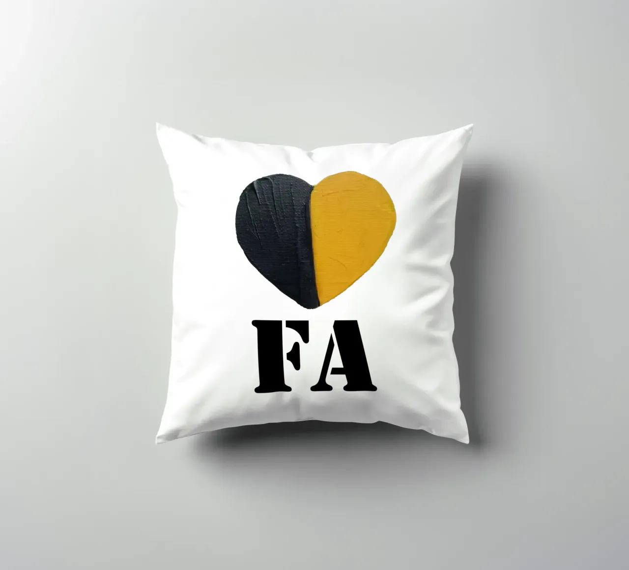 FA Cuore nero e oro dipinto a mano cuscino da FABOArt