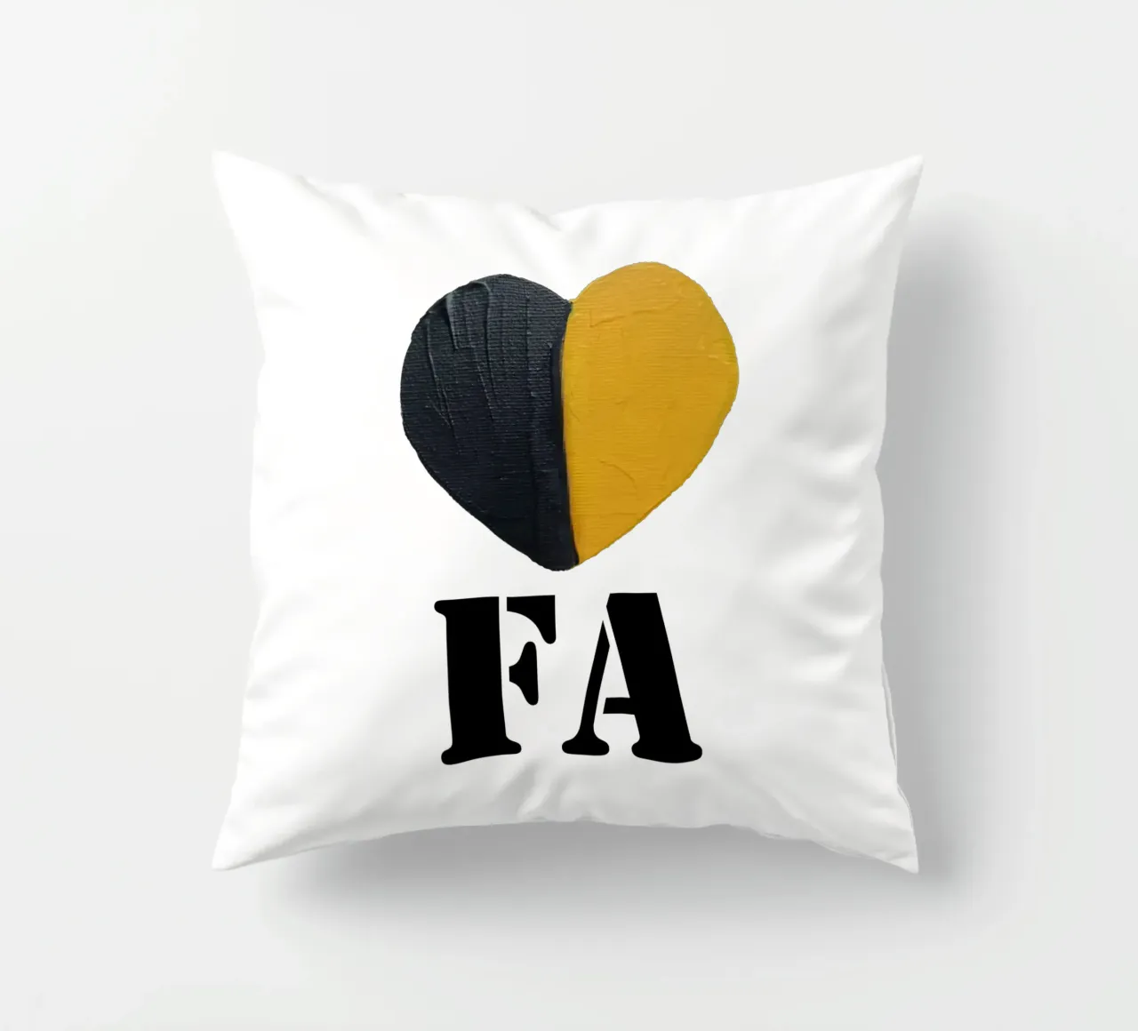 FA Cuore nero e oro dipinto a mano cuscino da FABOArt