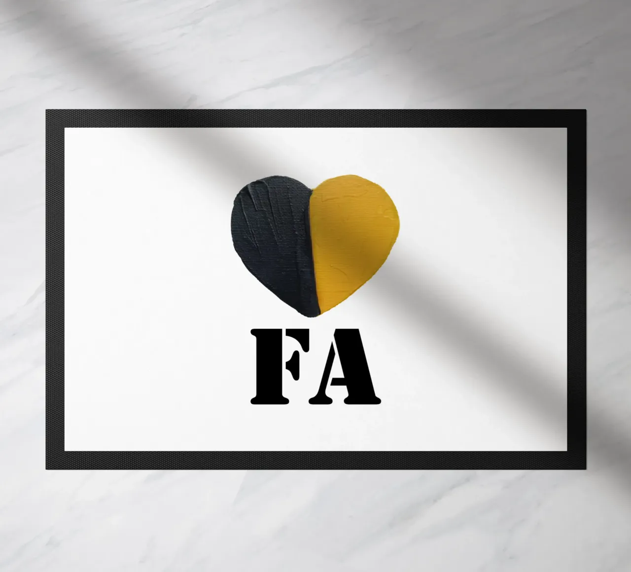 FA Cuore nero e oro dipinto a mano zerbino da FABOArt