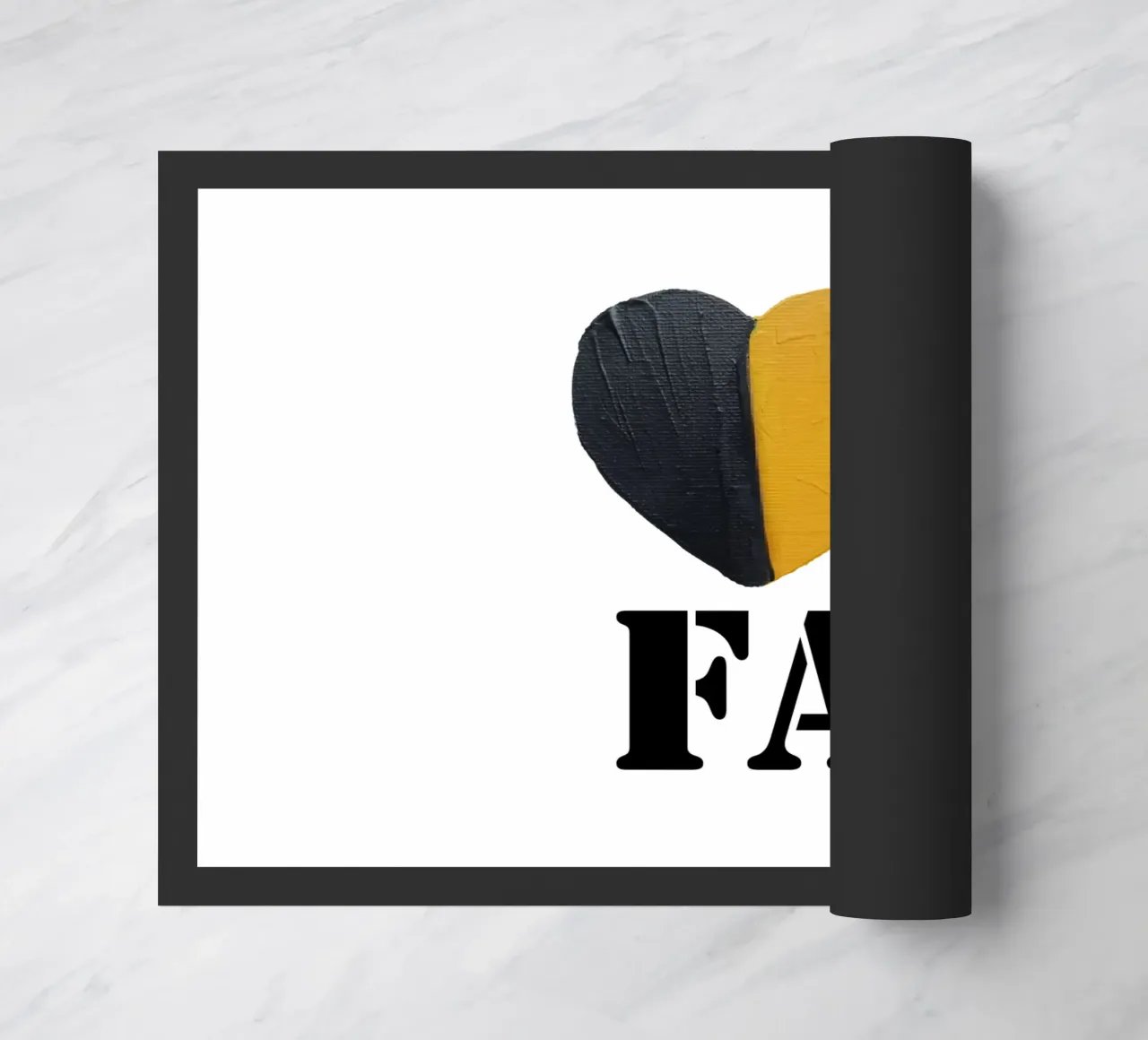FA Cuore nero e oro dipinto a mano zerbino da FABOArt