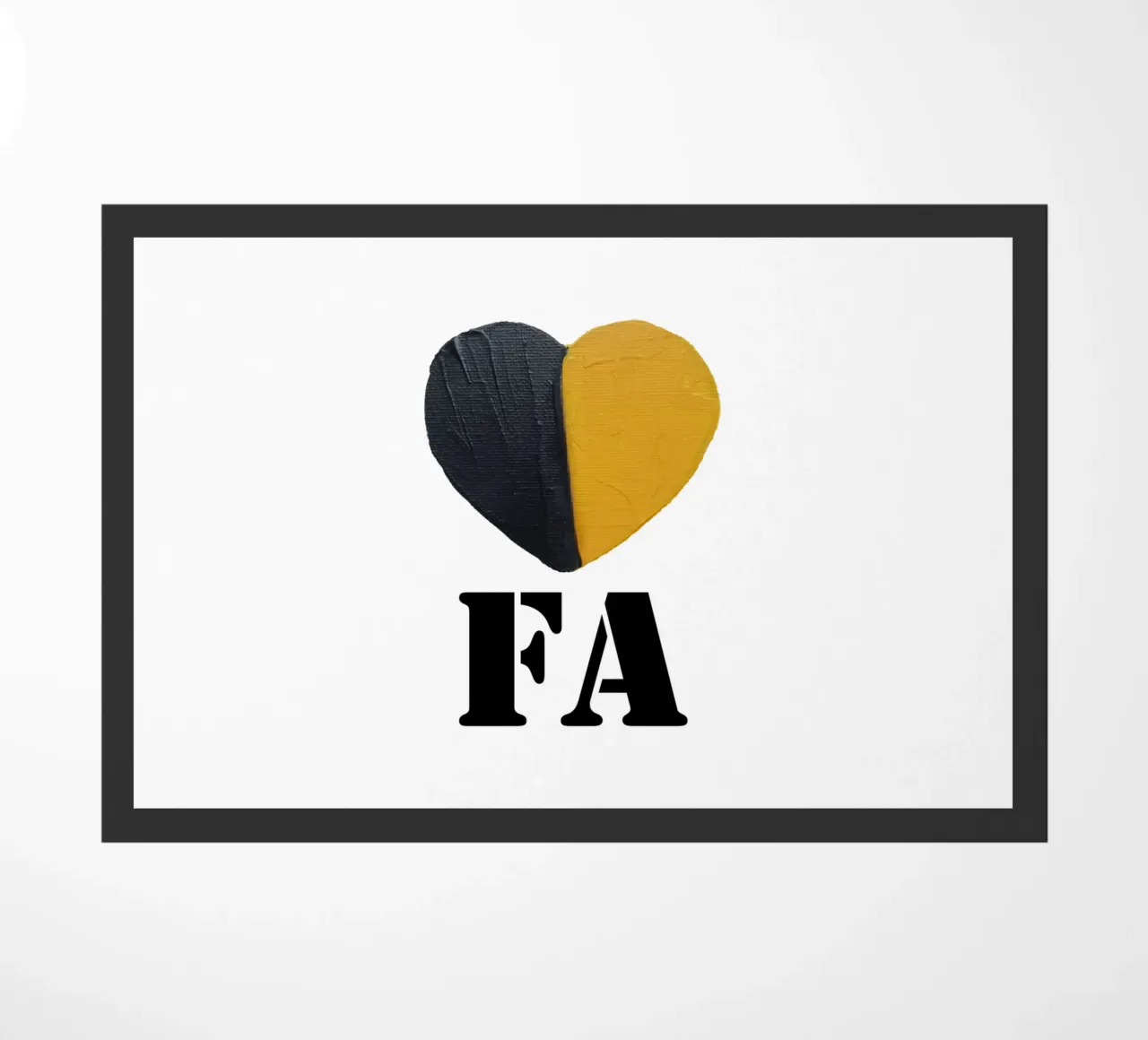 FA Cuore nero e oro dipinto a mano zerbino da FABOArt
