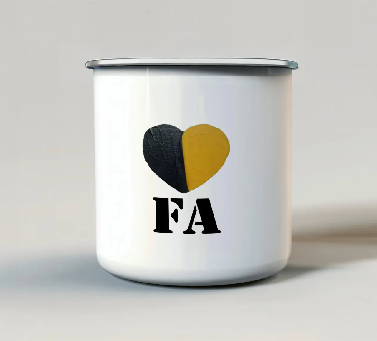 FA Cuore nero e oro dipinto a mano tazza in smalto da FABOArt