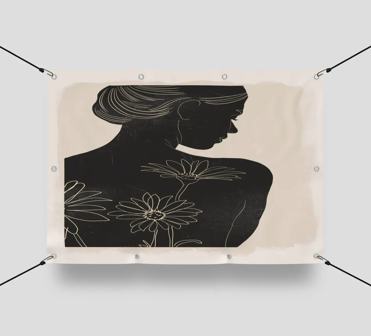 Ritratto minimalista con fiori 2 telo in pvc da ThingDesign