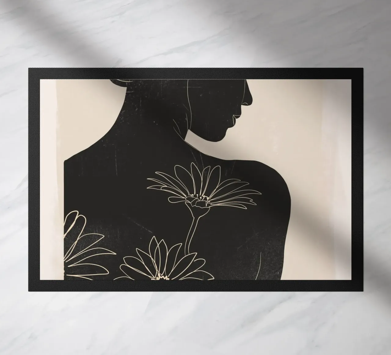 Ritratto minimalista con fiori 2 zerbino da ThingDesign