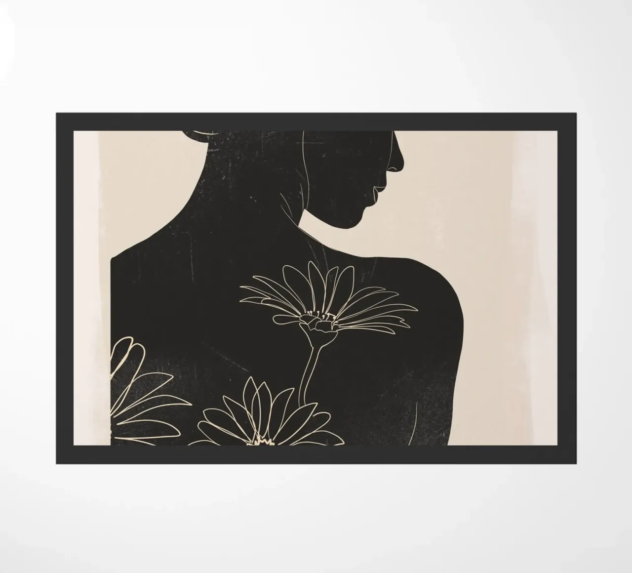 Ritratto minimalista con fiori 2 zerbino da ThingDesign