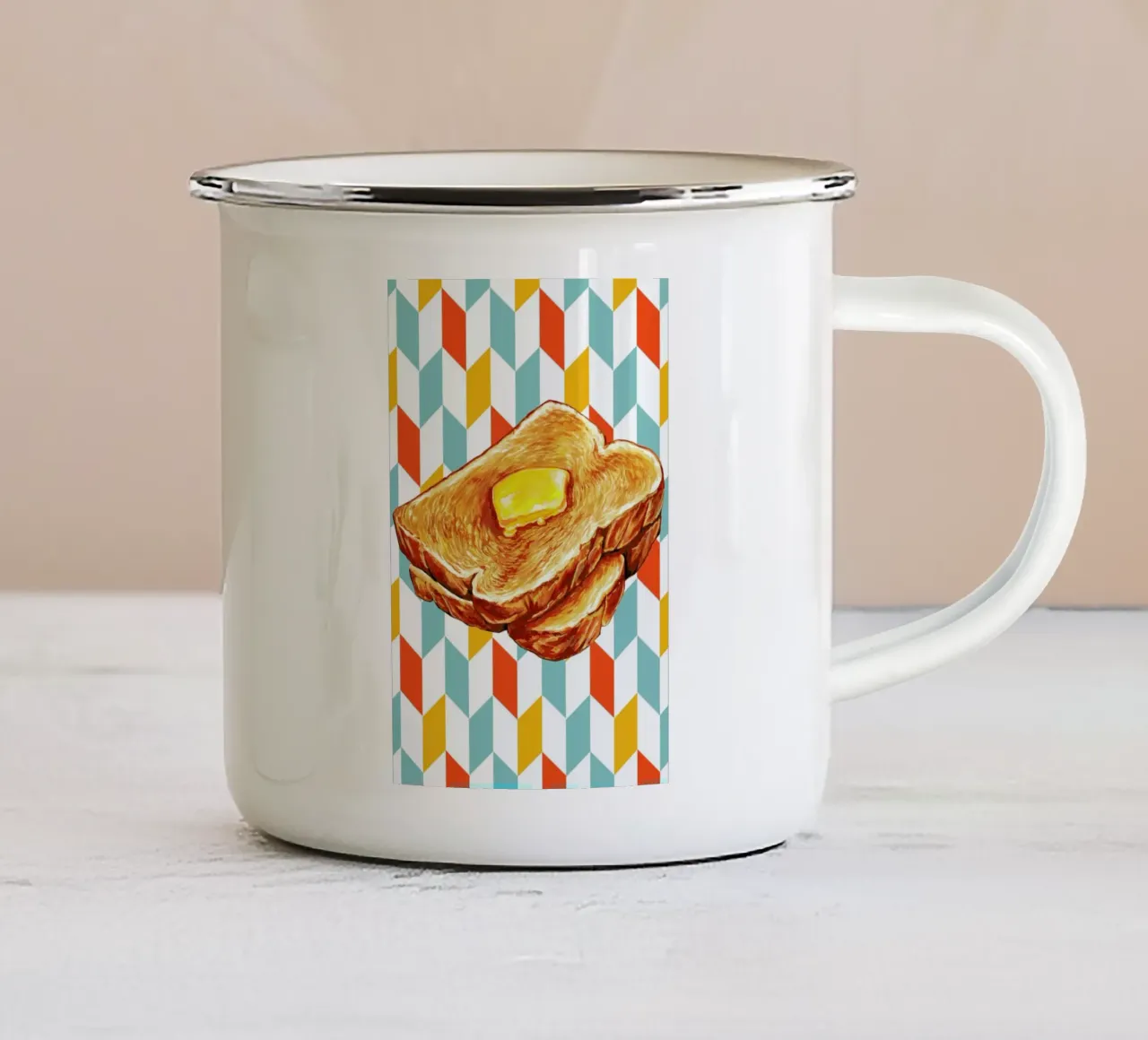 Buttered Toast tazza in smalto da Kelly Gilleran