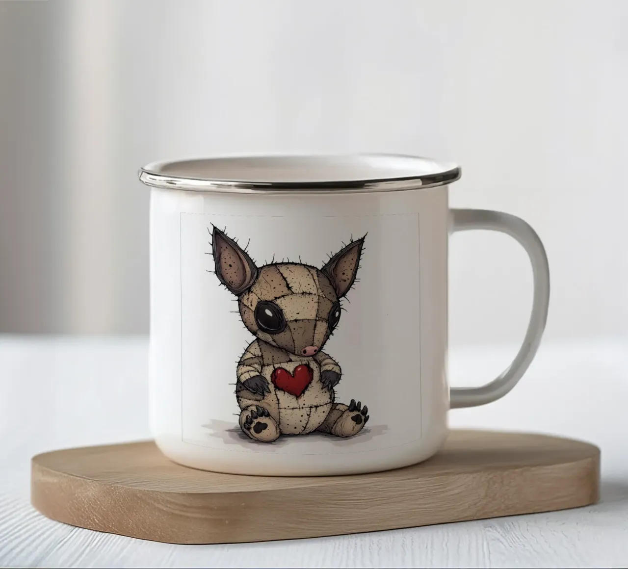 Armadillo Patchwork Cartoon Baby tazza in smalto da Happy Littles