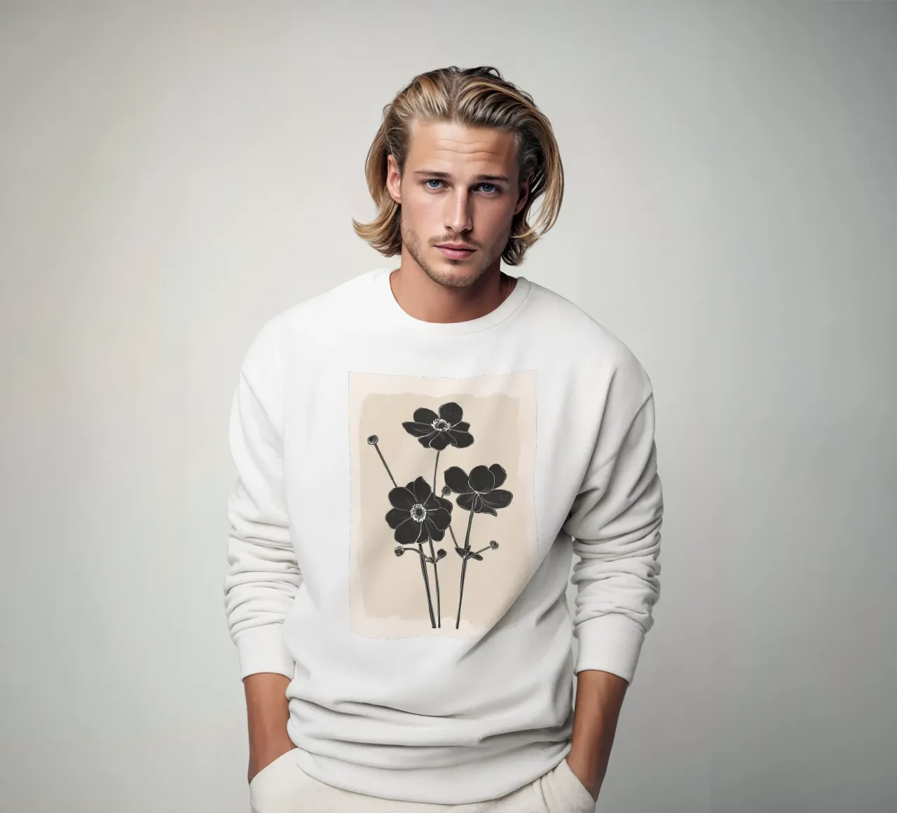 Fiori in bianco e nero felpa da ThingDesign